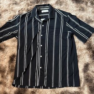 Zara Black and White Striped Shirt